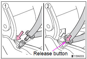 Toyota Sienna. Fastening and releasing the seat belt 