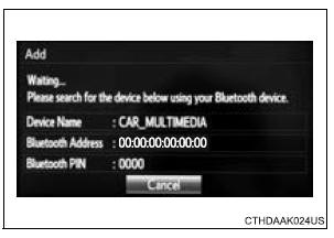 Toyota Sienna. How to register a Bluetooth® device