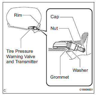  INSTALL TIRE PRESSURE WARNING VALVE AND TRANSMITTER