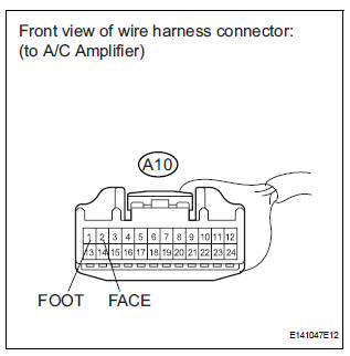 CHECK HARNESS AND CONNECTOR (REAR AIR OUTLET CONTROL SERVO MOTOR - A/C AMPLIFIER)