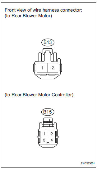 CHECK HARNESS AND CONNECTOR (REAR BLOWER MOTOR - REAR BLOWER MOTOR CONTROLLER)