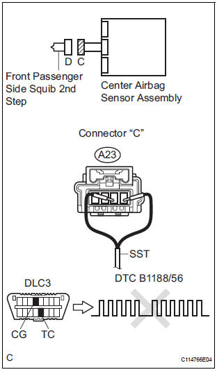 CHECK FRONT PASSENGER AIRBAG ASSEMBLY (FRONT PASSENGER SIDE SQUIB 2ND STEP)