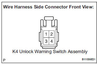  CHECK HARNESS AND CONNECTOR (UNLOCK WARNING SW ASSEMBLY - BODY GROUND)