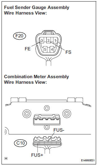CHECK HARNESS AND CONNECTOR (COMBINATION METER ASSEMBLY - FUEL SENDER GAUGE ASSEMBLY)