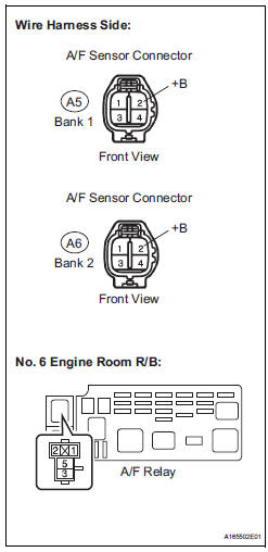 CHECK HARNESS AND CONNECTOR (A/F SENSOR - A/F RELAY)