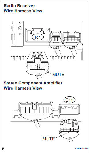 CHECK HARNESS AND CONNECTOR (RADIO RECEIVER - STEREO COMPONENT AMPLIFIER)