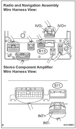  CHECK HARNESS AND CONNECTOR (RADIO AND NAVIGATION ASSEMBLY - STEREO COMPONENT AMPLIFIER)