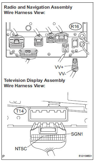 CHECK HARNESS AND CONNECTOR (RADIO AND NAVIGATION ASSEMBLY - TELEVISION DISPLAY ASSEMBLY)