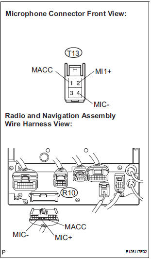 CHECK HARNESS AND CONNECTOR (MICROPHONE - RADIO AND NAVIGATION ASSEMBLY)