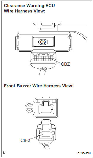 CHECK HARNESS AND CONNECTOR (CLEARANCE WARNING ECU - FRONT BUZZER)