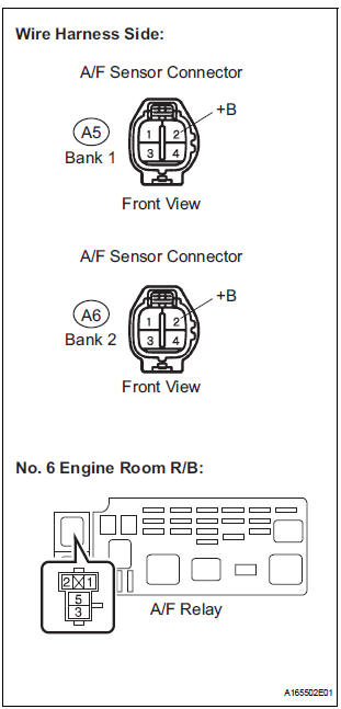 CHECK HARNESS AND CONNECTOR (A/F SENSOR - A/F RELAY)