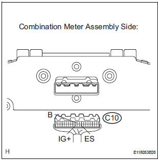 CHECK WIRE HARNESS (SOURCE VOLTAGE OF COMBINATION METER ASSEMBLY)