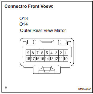 CHECK HARNESS AND CONNECTOR (OUTER REAR VIEW MIRROR - BODY GROUND)