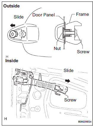 REMOVE FRONT DOOR OUTSIDE HANDLE FRAME SUB-ASSEMBLY LH