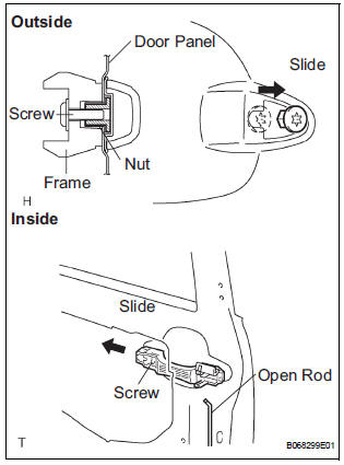 INSTALL REAR DOOR OUTSIDE HANDLE FRAME SUB-ASSEMBLY LH