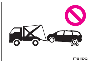 Toyota Sienna. Towing with a sling-type truck