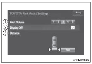 Toyota Sienna. Setting up intuitive parking assist