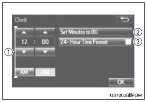 Toyota Sienna. Clock setting