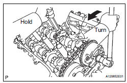 REMOVE CAMSHAFT TIMING GEARS AND NO. 2 CHAIN (for Bank 1)