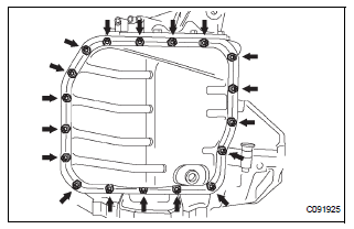Remove automatic transaxle oil pan subassembly