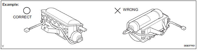 Never measure the resistance of the airbag squib. This may cause the airbag to inflate, which could cause serious injury