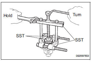 REMOVE FRONT DIFFERENTIAL CASE REAR TAPERED ROLLER BEARING