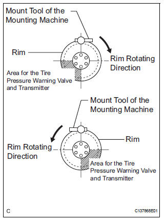 INSTALL TIRE PRESSURE WARNING VALVE AND TRANSMITTER