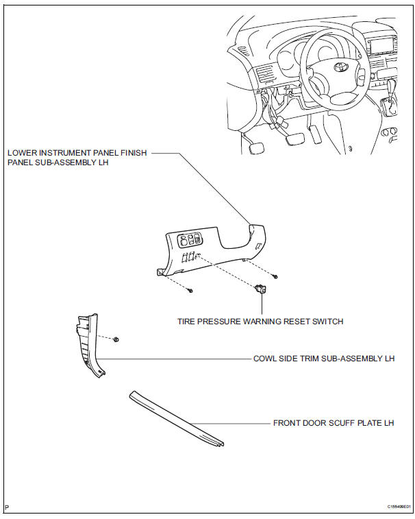 Tire pressure warning reset switch