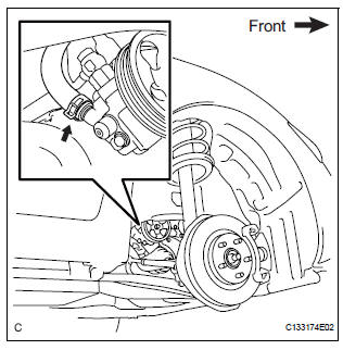 DISCONNECT NO. 1 FLUID RESERVOIR TO PUMP HOSE