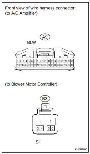 CHECK HARNESS AND CONNECTOR (A/C AMPLIFIER - BLOWER MOTOR CONTROLLER)