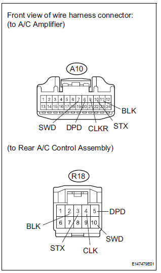 CHECK HARNESS AND CONNECTOR (REAR A/C CONTROL ASSEMBLY - A/C AMPLIFIER)