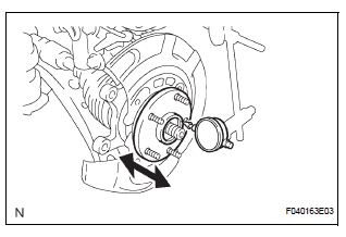 INSPECT FRONT AXLE HUB BEARING BACKLASH