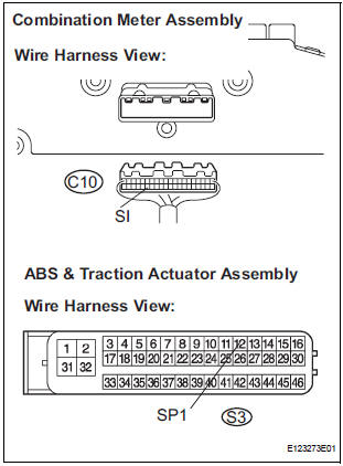 CHECK HARNESS AND CONNECTOR (COMBINATION METER - ABS & TRACTION ACTUATOR ASSEMBLY)